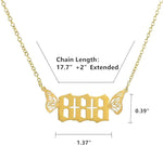 El Regalo Small Butterfly Wings Angel Number Necklace- Stainless Steel, Anti Tarnish, Angel Number Numerology Jewelry for Women & Girls (Angel Number 888)