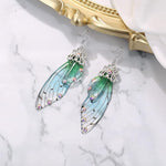El Regalo Gorgeous Butterfly Wings Earrings - Handcrafted Colorful Austrian Crystal Hook Earrings for Women & Girls | Fantasy Fairy Dangle Earrings | Elegant Jewelry (Green with Silver Finish)