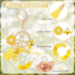 El Regalo Personalized Name Initials Natural Flowers & Bee Charm Keychain - Custom Letter Keyring with Daisy Flower & Honey Bee Pendant, Purse, Bag, Backpack Accessory (Letter C)