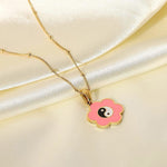 El Regalo 2 PCs Yin Yang Pendant Necklaces- Enamel Yin Yang Heart Flower Colorful Necklaces for Best Friends/Couple/Besties (Set-3)