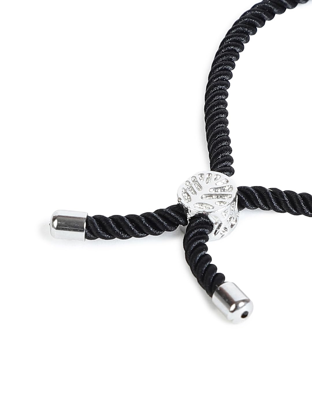 El Regalo Name Initials Evil Eye Bracelet Rakhi for Brother- Name Letter CZ Rakhi with Roli Chawal, Message Card in Rakshabandhan Box for Bhai (Black- B)