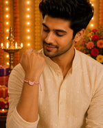 El Regalo Evil Eye Bracelet Rakhi for Brother with Roli Chawal in Gift Box (Moon Evil Eye-Pink)