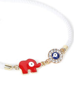 El Regalo 1PC Designer Fancy Evil Eye Rakhi for Brother/Sister-in-Law- Evil Eye Beads Adjustable Bracelet Rakhi with Roli Chawal, Rakhi Message Card in Rakhi Gift Box (Red Elephant)