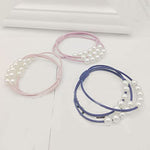 El Regalo Set of 5 Knotted Elastic Pearls Hair Ties Rubber Band Ponytail Holder for Girls/Kids/Women (5 Pearls Multi Layers Rubber bands)