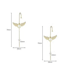El Regalo 1 Pair Fancy Western Ear Wrap Needle Ear Crawler Earrings - Inlaid Zircon, Elegant Ear Cuff Climber Hook Earrings for Women Girls (Stylish CZ Wing Ear Crawler)