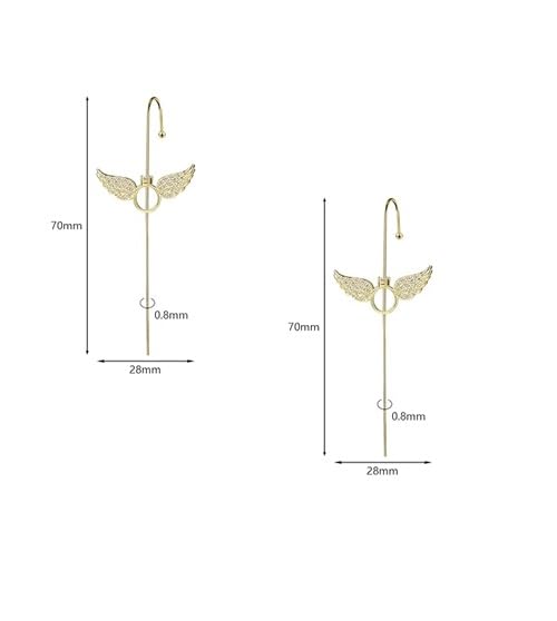 El Regalo 1 Pair Fancy Western Ear Wrap Needle Ear Crawler Earrings - Inlaid Zircon, Elegant Ear Cuff Climber Hook Earrings for Women Girls (Stylish CZ Wing Ear Crawler)