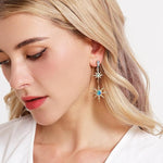 El Regalo Bohemian Moon Star Asymmetric Tassel Earrings- Crystal Moon & Sun Drop Earrings Long Retro Exquisite Punk Style Jewellery for Women Girls