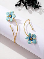 El Regalo Floral Enamel Armlet/Bajuband for Women & Girls - Adjustable Gold-Plated Upper Arm Cuff Bracelet | Bohemian Armlet for Weddings, Festivals & Dance Performances (Blue)
