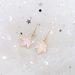 El Regalo 1 Pair Enamel Fall Maple Leaves Hypoallergenic Drop Earrings for Girls/Teens/Women (Pink Maple Leaves)