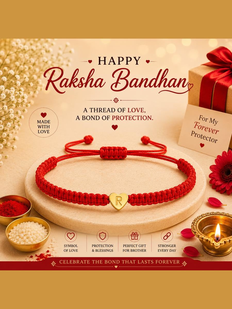 El Regalo Red Ethnic Rakhi Dori Unisex Rakhi-Adults - R letter