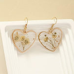 El Regalo Beautiful Transparent Heart Dried Flower Earrings for Women | Handmade Real Dried Floral Resin Dangle Earrings | Lightweight Bohemian Style Camellia Flower Earrings | Elegant Jewelry Gift (style-1)