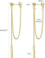 El Regalo Unique Chain Tassel Earrings for Women/Girls- Stainless Steel Dainty Bar Drop Dangle Earrings- Anti Tarnish Long Threader Earring