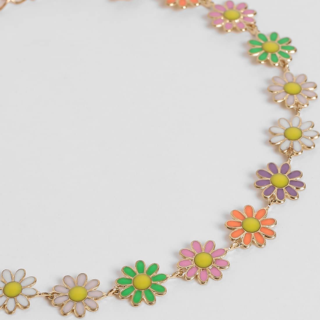 El Regalo 1 Leg Dainty Daisy Charm Chain Anklet- 1 PC Flower Beads Chain Ankle Bracelets For Girls & Women (Multicolored Daisy Anklet)