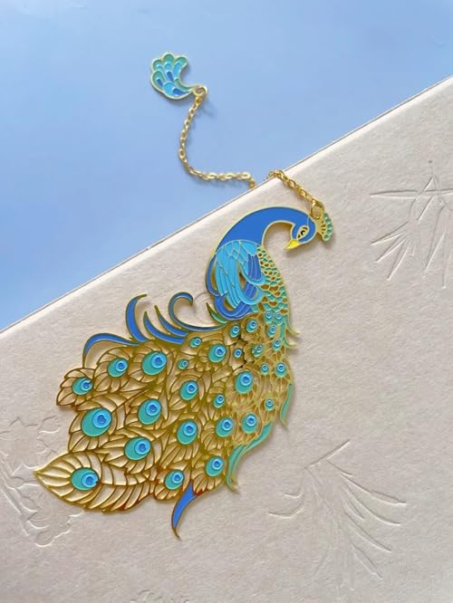 El Regalo Stunning Peacock Bookmark - Colorful Brass Hollow Metal Bookmark | Elegant Page Clip for Readers, Friends, Teachers & Colleagues