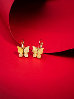 El Regalo Cute 2 Pairs Butterfly Lever Hook Earrings Combo for Girls & Women- Elegant Small Butterfly Hoop Earrings- Gift for Girls/Her (Yellow & Blue)