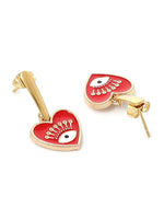 El Regalo 2 Pairs Evil Eye Hypoallergenic Dangle Heart, Star, Rainbow Studs/Hook Earrings - Handcrafted Golden Enamel Evil Eye Earrings for Girls & Women (Option- 2)