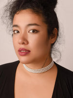 Sacina Boho 1920s Layered 3 Row Imitation Pearl Choker Necklace, Pearl Choker Necklaces for Women, Bridal Necklace, Costume Jewelry, Christmas Jewelry Gift for Women, White