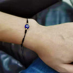 El Regalo 2PCs Lucky Evil Eye 7 Knots Handwoven Adjustable Bracelets - Protection 7 Knots Evil Eye Unisex Bracelet Set for All- Girls/Boys/Men & Women (1 Black 1 Red Evil Eye)
