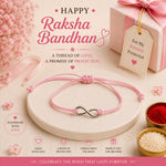 El Regalo 1PC Minimalist Infinity Rakhi for Brother- Simple Infinity Rakhi with Roli Chawal, Rakhi Message Card in Rakhi Gift box for Brother (Pink)