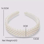 El Regalo Elegant White Pearl Wide Headband - Handmade Bridal Hairband, Fancy Wedding & Party Headwear for Women & Girls