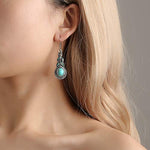 El Regalo Retro Turquoise Rhinestone Earrings Necklace Jewelry Set for Girls & Women