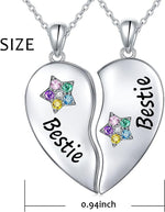 El Regalo 2 Pcs Best Friends Stones Stars Heart Matching Bestie Pendant Necklaces For Bff/Soul Sisters/Best Friends For Girls (Non Magnetic)