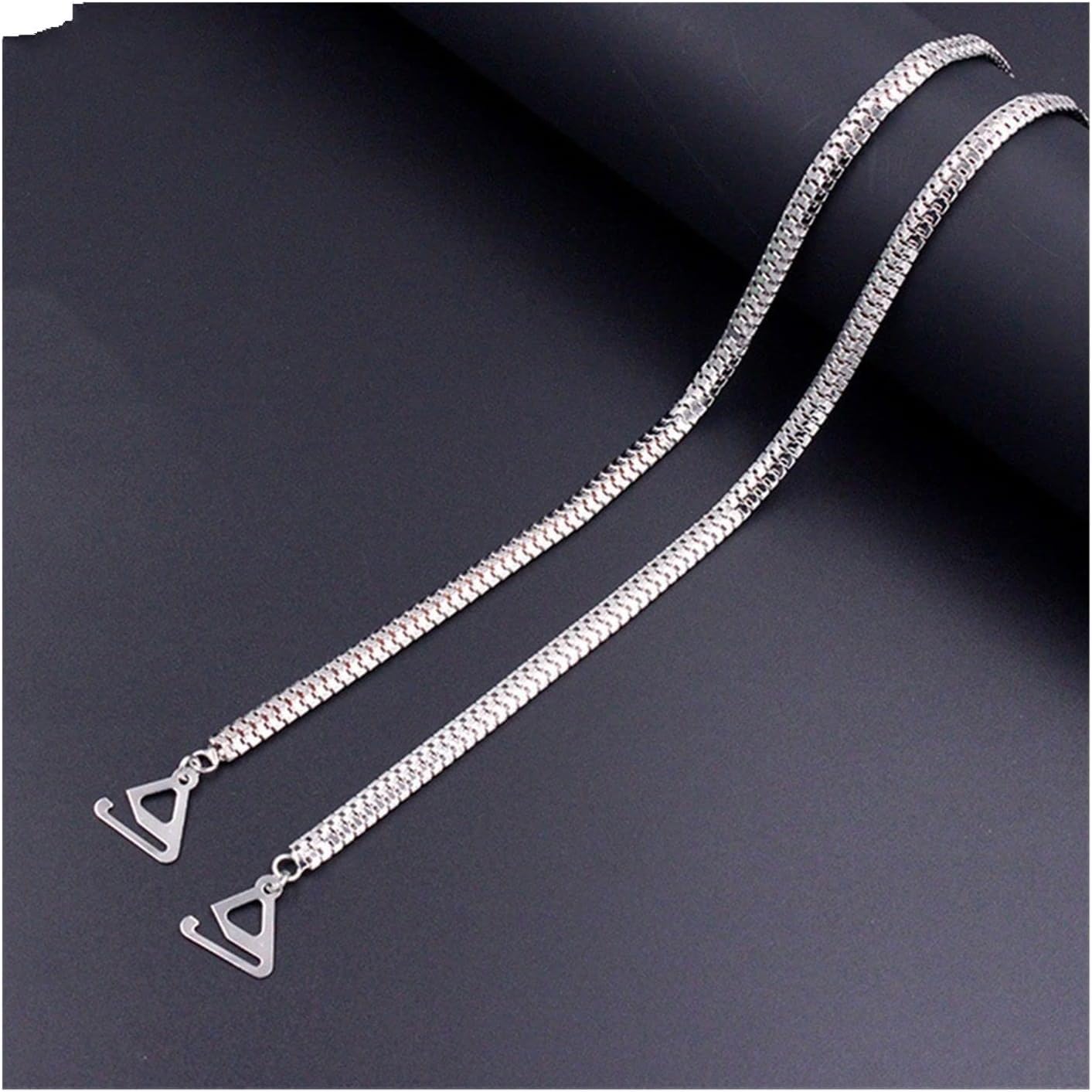 El Regalo 1 Pair Fancy Designer Chain Bra Straps for Off Shoulder Dresses or Wedding/Evening Gowns- Fancy Lingerie Straps Accessories (Silver)