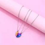 El Regalo 2 Pcs Magnetic Heart Couples Jewelry- 2 Pcs Glossy Heart Necklaces For Best Friends/Besties/Couples For Unisex Adult