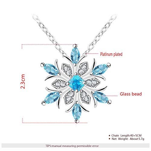 El Regalo Classy Snowflake Frozn Ocean Blue Necklace for Girls & Women | Frozn Snowflake Pendant Necklace