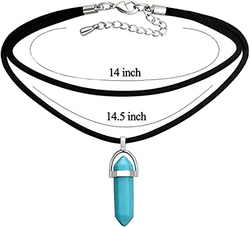 El Regalo Choker Necklace for Girls & Women | Black Wrap Velvet Choker with Healing Stones Women Girls Everyday Boho Necklace Gift Her Jewelry Hippie Crystal (Turquoise Blue)