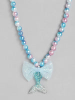El Regalo Girls Princess Necklace Bracelet with Colorful Mermaid Shiny Beads Bow Kids Stretchy Costume Jewelry Gift Party Favors Dress up Jewelry for Little Girl Toddler (Ocean Blue)