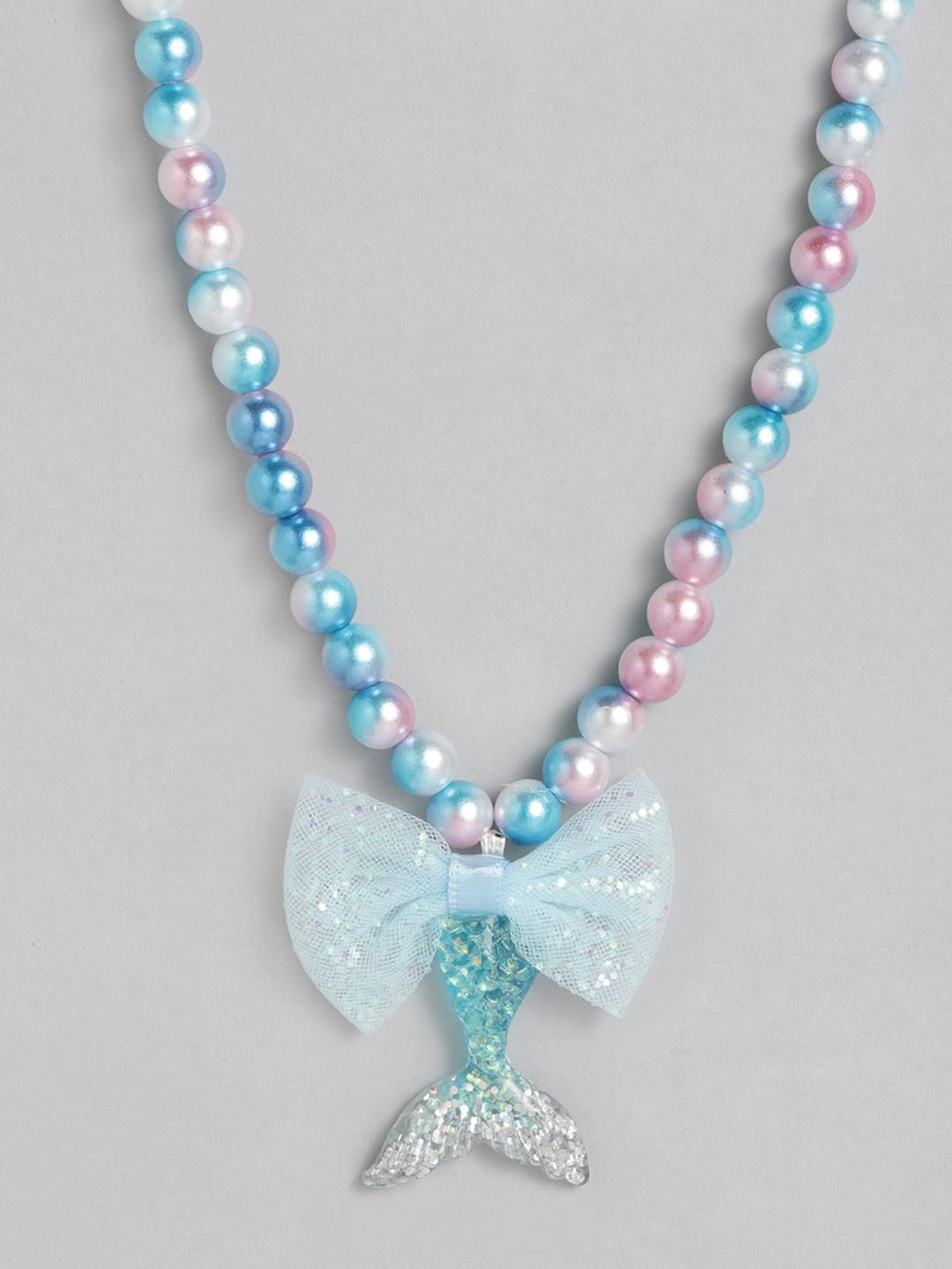 El Regalo Girls Princess Necklace Bracelet with Colorful Mermaid Shiny Beads Bow Kids Stretchy Costume Jewelry Gift Party Favors Dress up Jewelry for Little Girl Toddler (Ocean Blue)