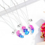 El Regalo 3 PCs BFF Best Friend Forever Split Heart Magnetic Matching Pendant Necklaces Set for Kids/Girls/Teens- Friendship Puzzle Necklaces Sets for Besties (Sparkly Blue Heart)