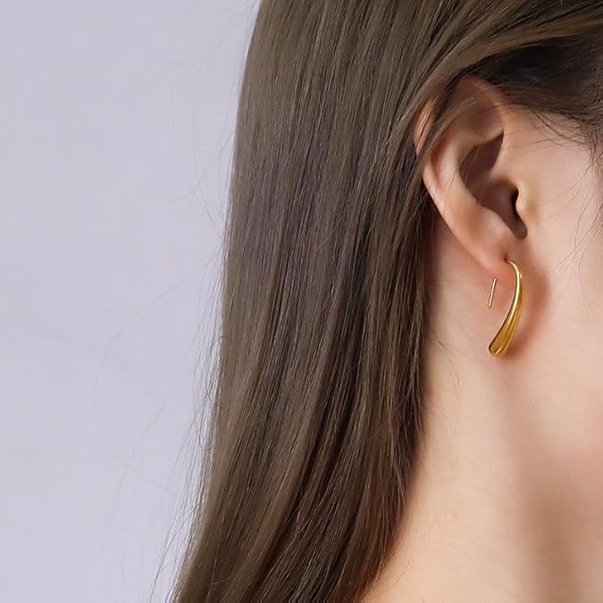 El Regalo Luxury Stainless Steel Teardrop Earrings for Girls/Women - Anti-Tarnish, Trendy, Minimalist Dewdrop Earrings with 18K Gold Plating (Gold)