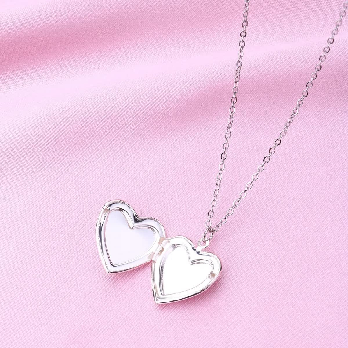 El Regalo 2 PCs Best Friends Heart-shaped Photo Box Pendant Necklace for Girls/Besties/Soul Sisters- BFF Jewelry Gift (Rainbow Heart Photo Pendant)