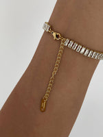 El Regalo Personalized Initial Letter Bracelet for Women | Gold Finish Tennis Bracelet with Alphabet Charm | Adjustable Stainless Steel Zircon Bracelet | Anti Tarnish Jewelry (R Letter)