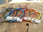 El Regalo 1 PC Bohemian Cowrie Beads Shell Adjustable Bracelets cum Anklets for Girls & Women | Macram Jewelry (Gray)