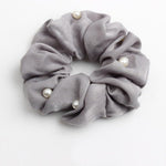 El Regalo 3 PCs Satin Silk Pearls Hair Scrunchies for Women/Girls- No Damage Silk Hair Ties with Delicate Pearls - Soft, Smooth & Shiny Hair Accessories (Color option-2)