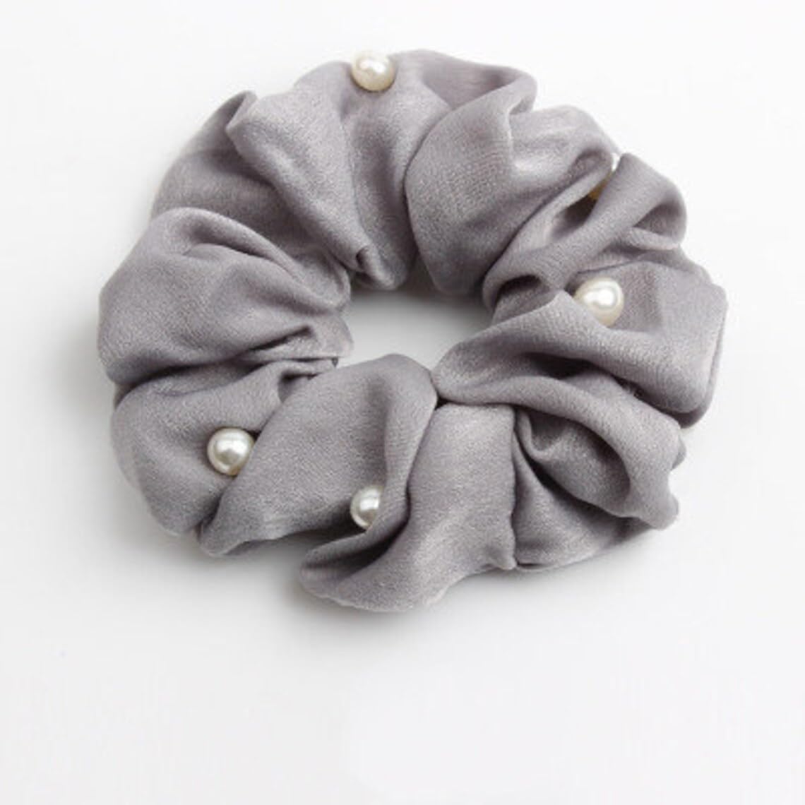 El Regalo 3 PCs Satin Silk Pearls Hair Scrunchies for Women/Girls- No Damage Silk Hair Ties with Delicate Pearls - Soft, Smooth & Shiny Hair Accessories (Color option-2)