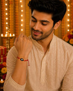 El Regalo Evil Eye Bracelet Rakhi for Brother with Roli Chawal in Gift Box (Red)