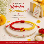 El Regalo 1PC Infinity Love Knot Lucky Rakhi for Brother - Hand Braided Amulet Knot Thread String Rakhi with Roli Chawal, Rakhi Message Card in Gift Box (Red & Yellow Mix)