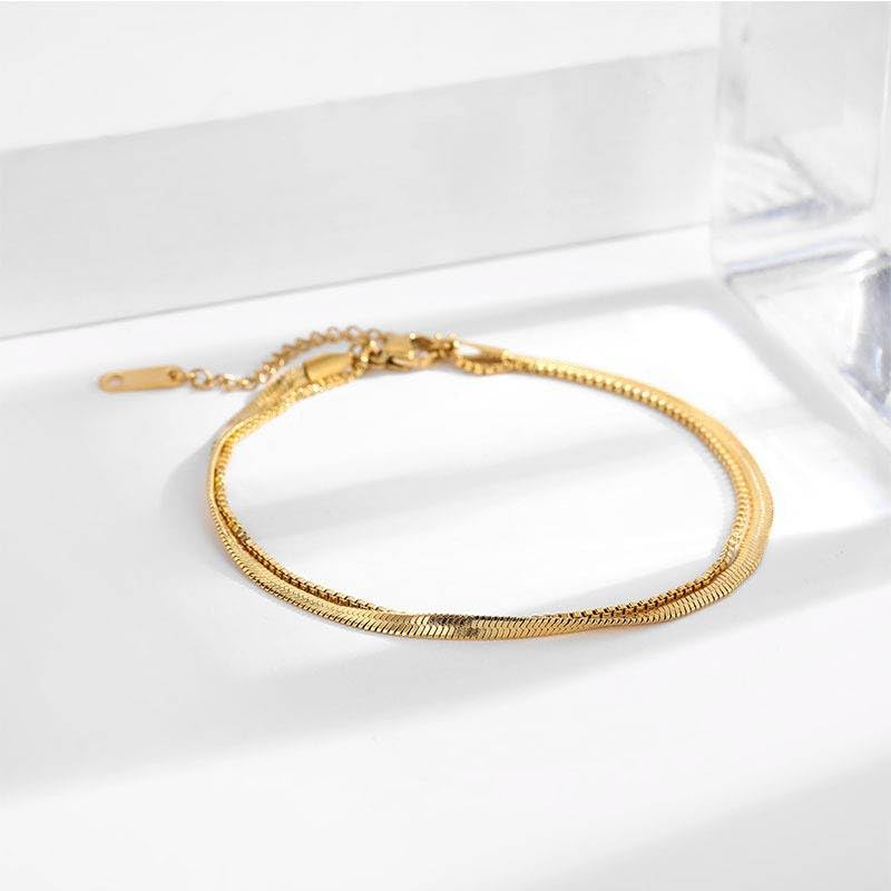 El Regalo Stainless Steel Double Layers 1 Leg Anklet - 1PC Anti-Tarnish, Waterproof Anklets for Girls & Women (Style-1)