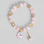 El Regalo 3PCs Butterfly Crystal Beads Tassel Bracelet Combo With Cute Enamel Butterfly Charms for Girls/Teens/Women (Option-1)
