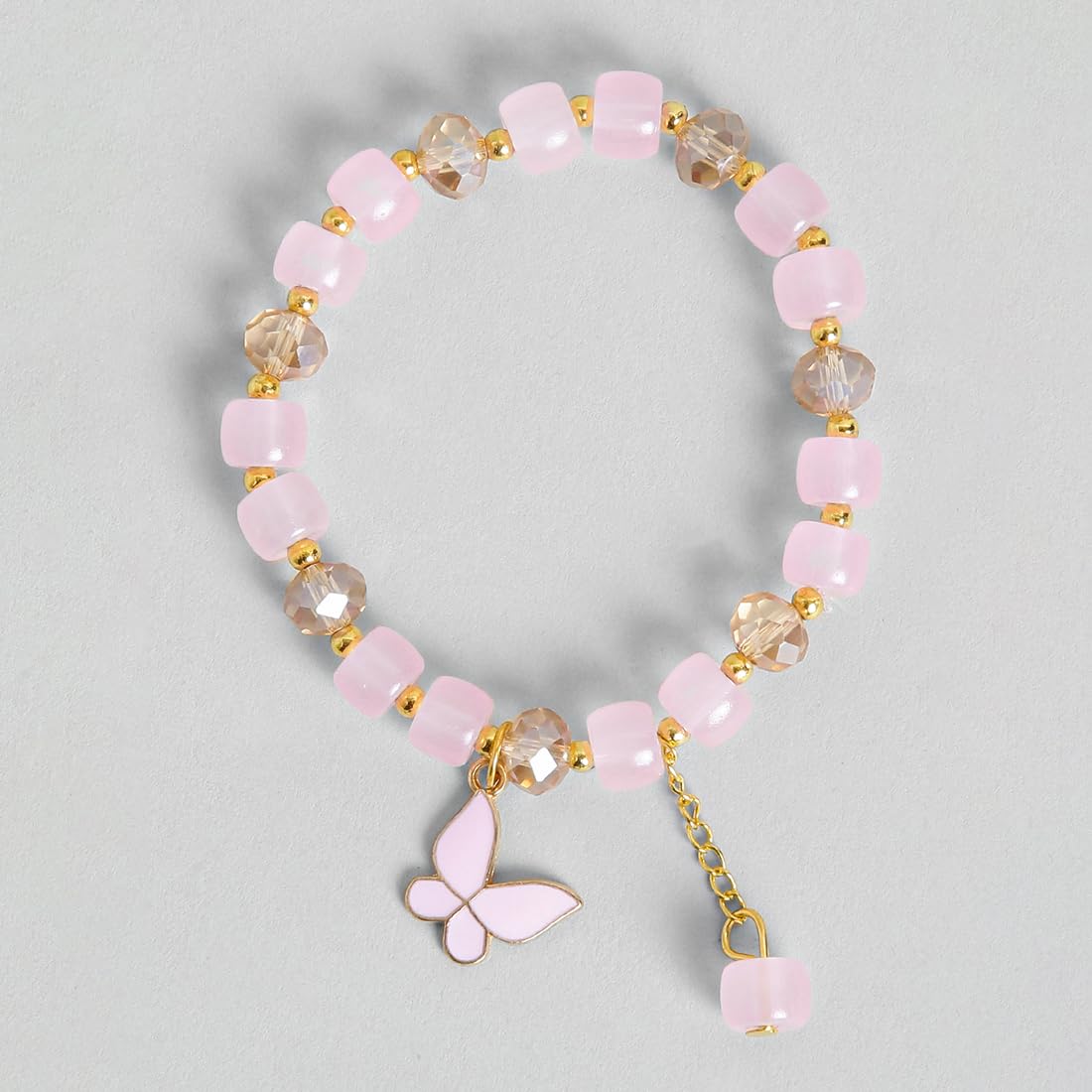 El Regalo 3PCs Butterfly Crystal Beads Tassel Bracelet Combo With Cute Enamel Butterfly Charms for Girls/Teens/Women (Option-1)