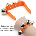 El Regalo 2PCs Jingle Bells Christmas Bracelets | Wrist & Ankle Bells for Party Favors, Musical Rhythm & Christmas Decor | Adjustable Percussion Instruments (Orange)