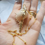 El Regalo Retro Cowrie Shell Golden Electroplated Necklace for Girls & Women | Bohemian Style Handmade Beach Necklace (Green Beach Shell)