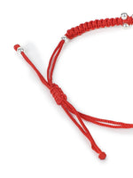 El Regalo Minimalist Beaded Bracelet Rakhi For Bhai, Red Thread & Silver Beads, 25cm, Silver Red
