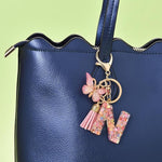El Regalo Personalized Name Initials Butterfly Charm Keychain - Custom Letter Keyring with Pink Tassel & Butterfly Pendant, Purse, Bag, Backpack Accessory (N Letter)
