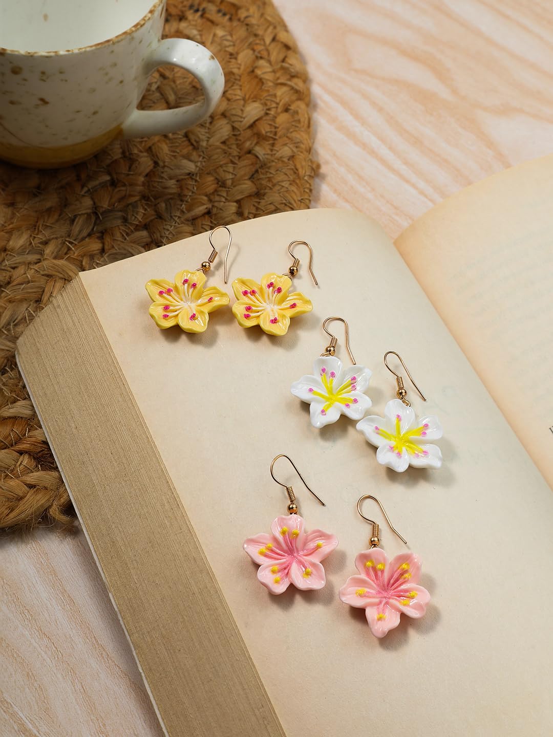 El Regalo 10 Pairs Earrings Combo Set- Colorful Flower Hoops and Hooks Earrings Set for Girls & Women (Style-2)