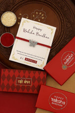 El Regalo 925 Sterling Silver OM/Ganesha/Trident/Baby Feet/Butterfly Silk Thread Rakhi for Brother/Nephew/Niece - Real Silver OM Rakhi for Bhai/Bhaiya/Nephew (OM Trident Silver Rakhi)